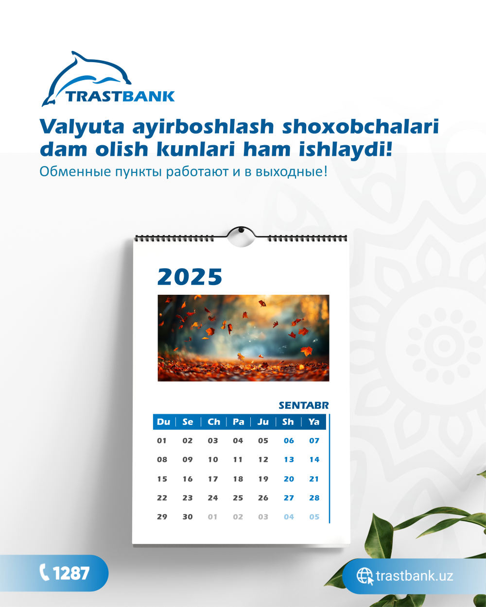 Valyuta ayirboshlash shoxobchalari dam olish kunlari ham ishlaydi